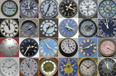 assortment of clocks with time
